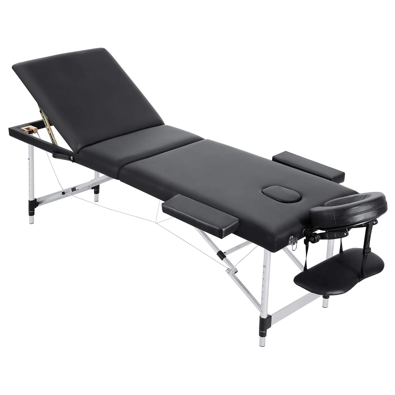 Massage Table Spa Bed Portable 3 Sections Aluminium Legs with Face Hole Carrying Bag