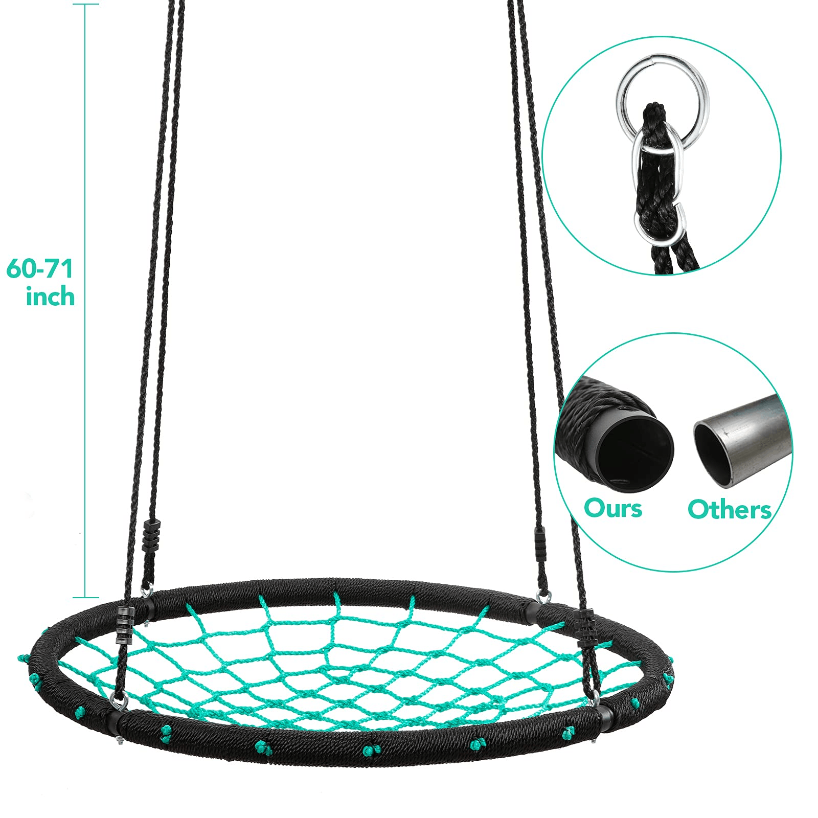 MaxKare 41'' Web Tree Swing Saucer Spider Swing Adjustable Detachable Nylon Rope Swing, Maximum Load of 330 Lbs, Indoor Outdoor Play Set Gift for Kids