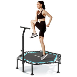 MaxKare 50" Mini Trampoline Fitness Hexagon Exercise Rebounder, 3-Level Adjustable Foam Handle for Adults Kids Toddler Indoor Home Workout, 220 LBS Capacity - NAIPO