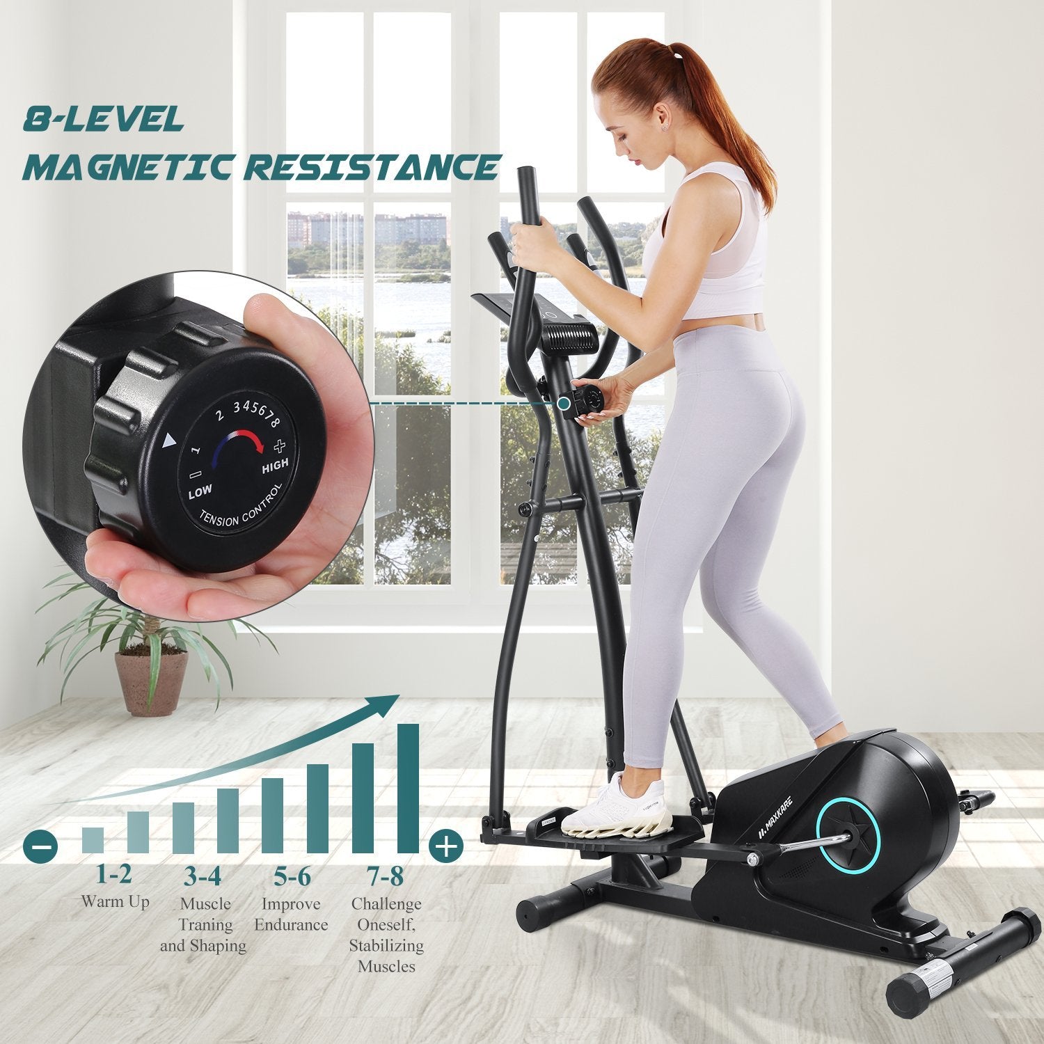 MaxKare Elliptical Machine Home LCD Exercise Elliptical Trainers – NAIPO