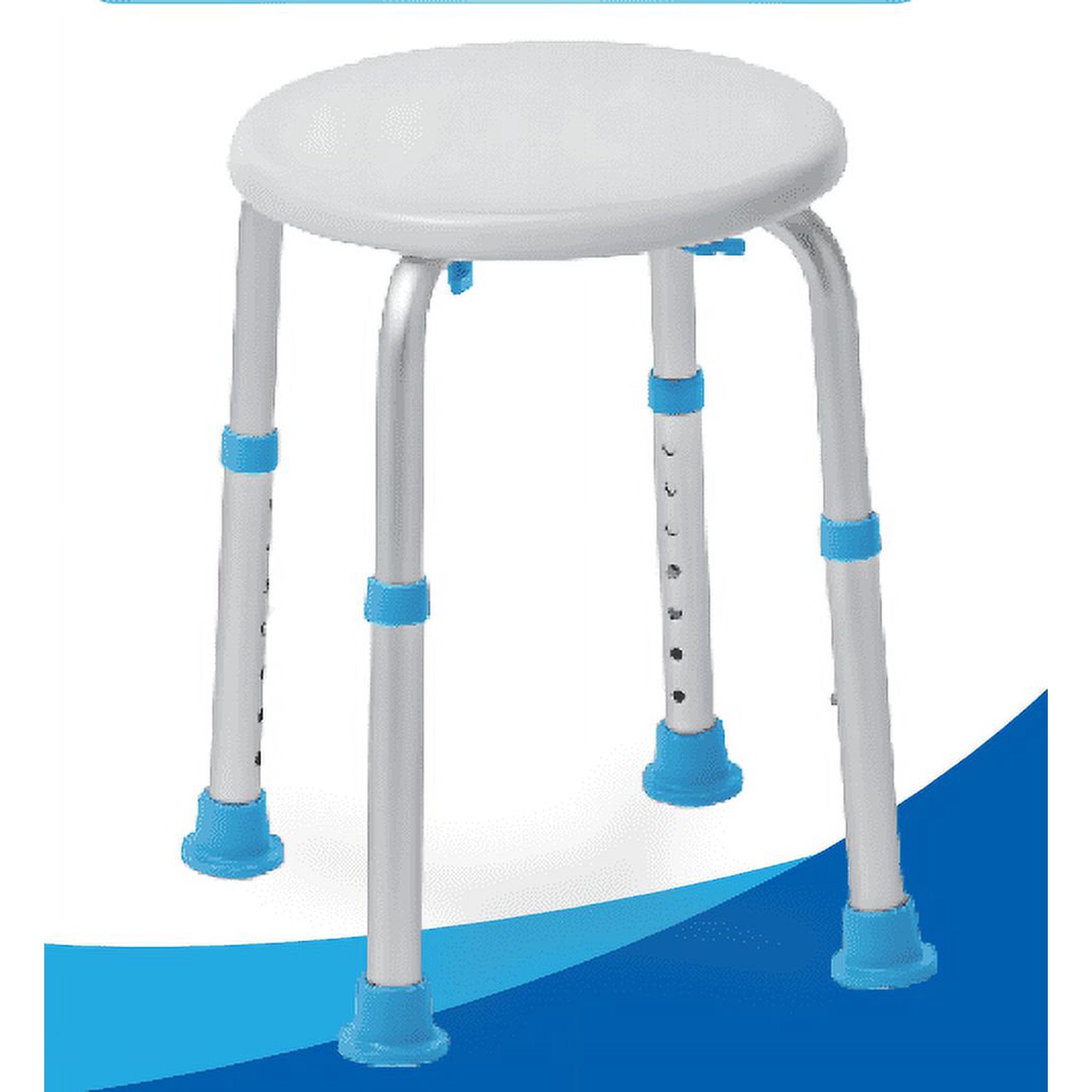 Naipo 8 Height Adjustable Lightweight Bath Shower Chair Stool Seat w/ Anti-Slip Rubber Tool-Free Assembly, Blue