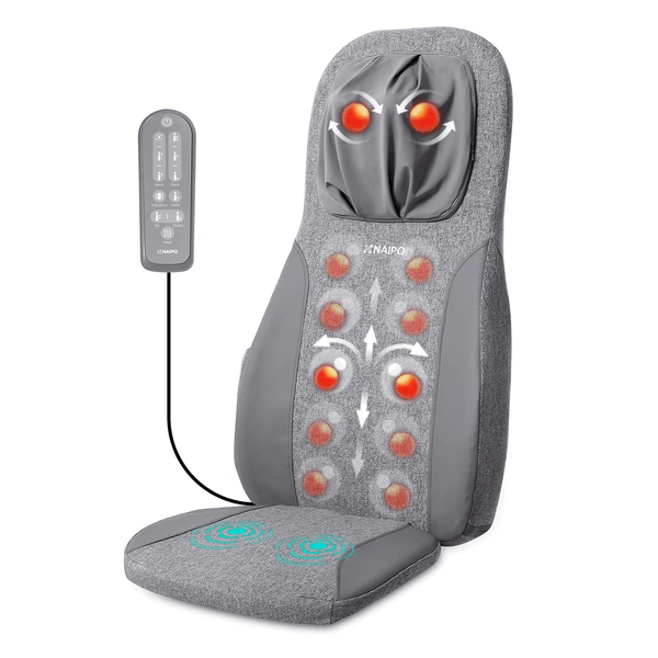 Comfier Back Massager with Heat,Shiatsu Massage Chair Pad,Deep Kneading  Full Back Massage Cushion for Shoulder,Back for Home,Office use Gray