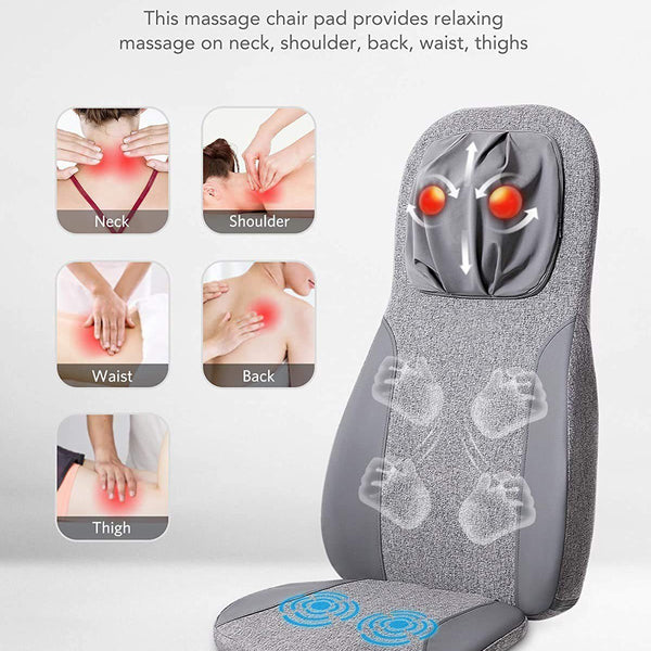 Naipo Back & Neck Shiatsu Massage Cushion Pad with Heat, Height Adjustable Kneading Rolling Massage Chair Pad--Wholesale--US