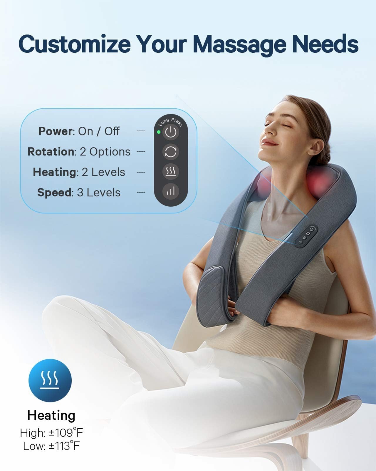 Naipo Cordless Rechargeable Neck Shoulder Massager, Shiatsu Massage – NAIPO