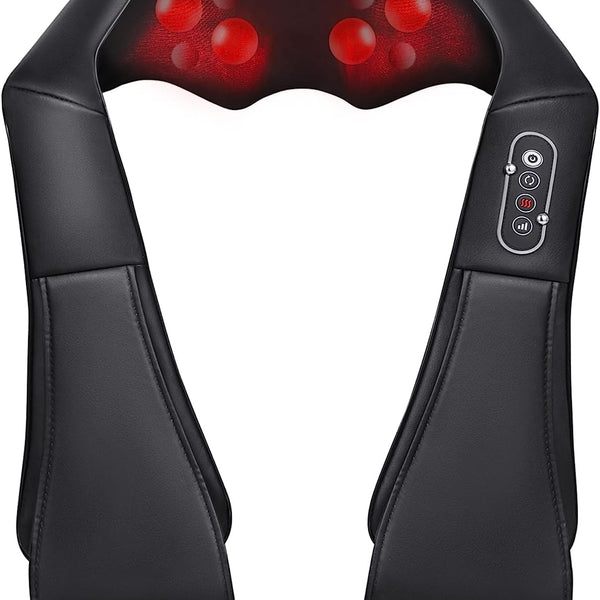 Naipo Neck and Shoulder Massager, 3D Deep Tissue Kneading Shiatsu Massager with Heat