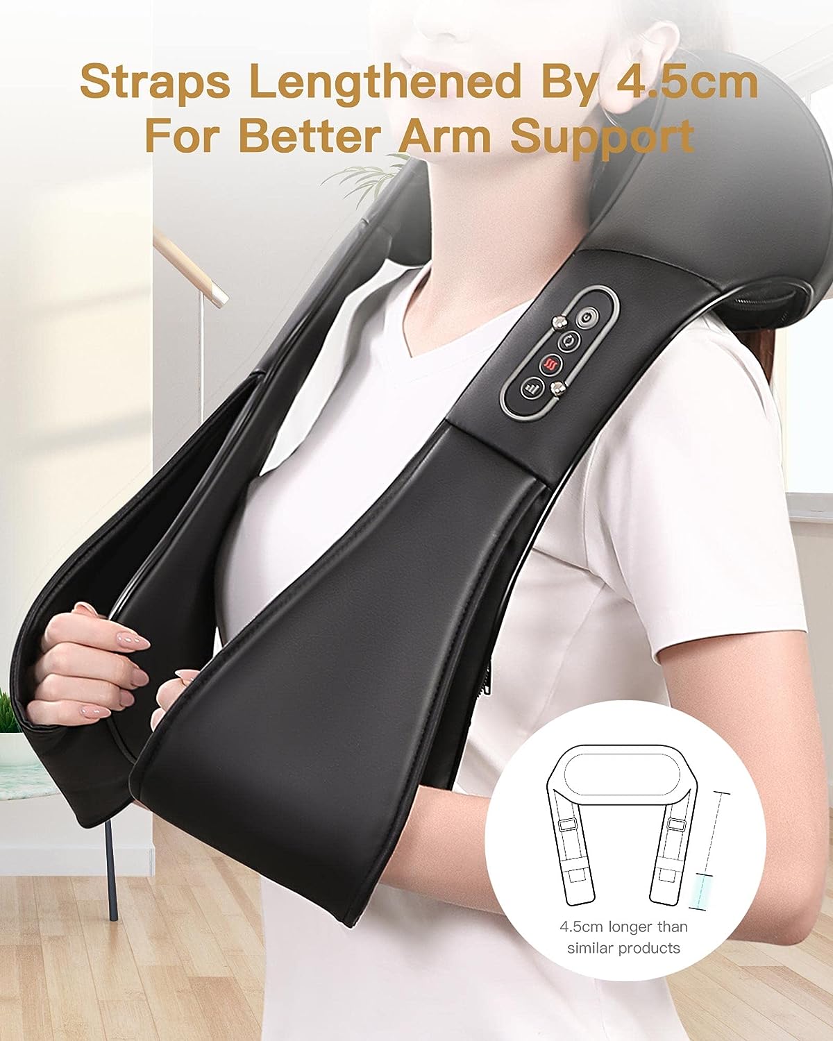 Naipo Neck and Shoulder Massager, 3D Deep Tissue Kneading Shiatsu Massager with Heat