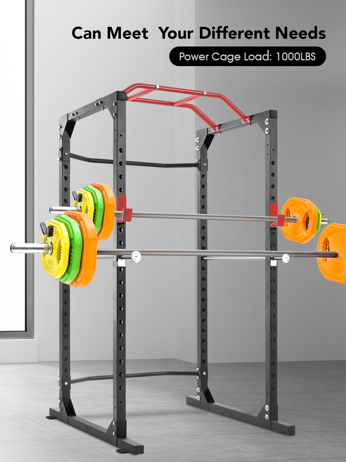 Power Cage Squat Rack Cage Weight Cage Power Rack Home Gym with 19-Level Adjustable and J-Hooks Heavy Duty for 1000 lbs Capacity for Barbell Lifting Squat Stand Push ups