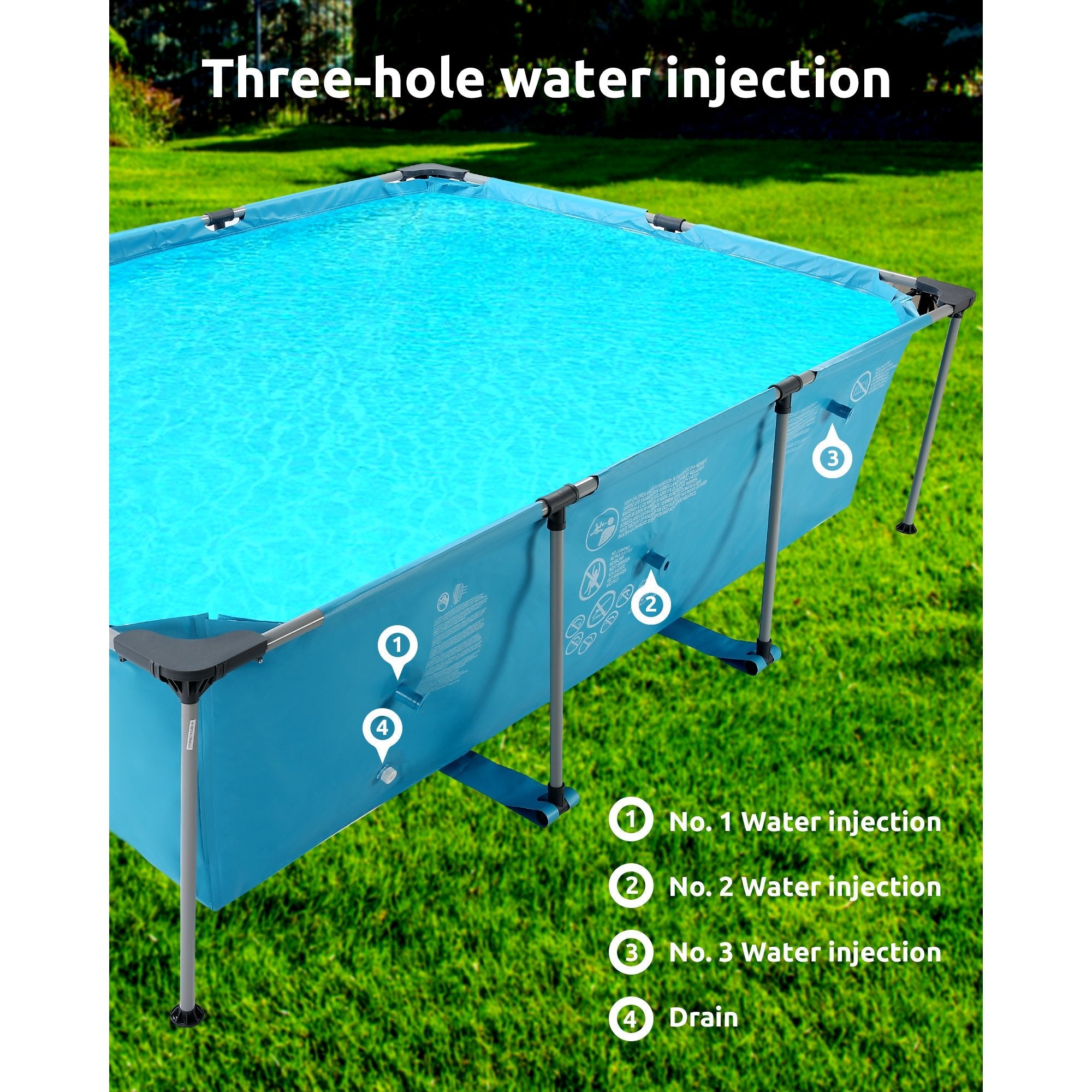 Rectangular Frame Swimming Pool 10FT Metal Frame Outdoor Backyard Above Ground Swimming Pool Family Kids Splash Frame Swimming Pool Set