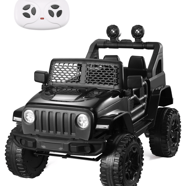 Naipo Kids Ride On Truck, 12V Kids Electric Truck, w/Spring Suspension, Parent Remote Control, 3 Speeds, Safety Belt, MP3 Player, USB & AUX Port, LED Lights, Black Kid-Car