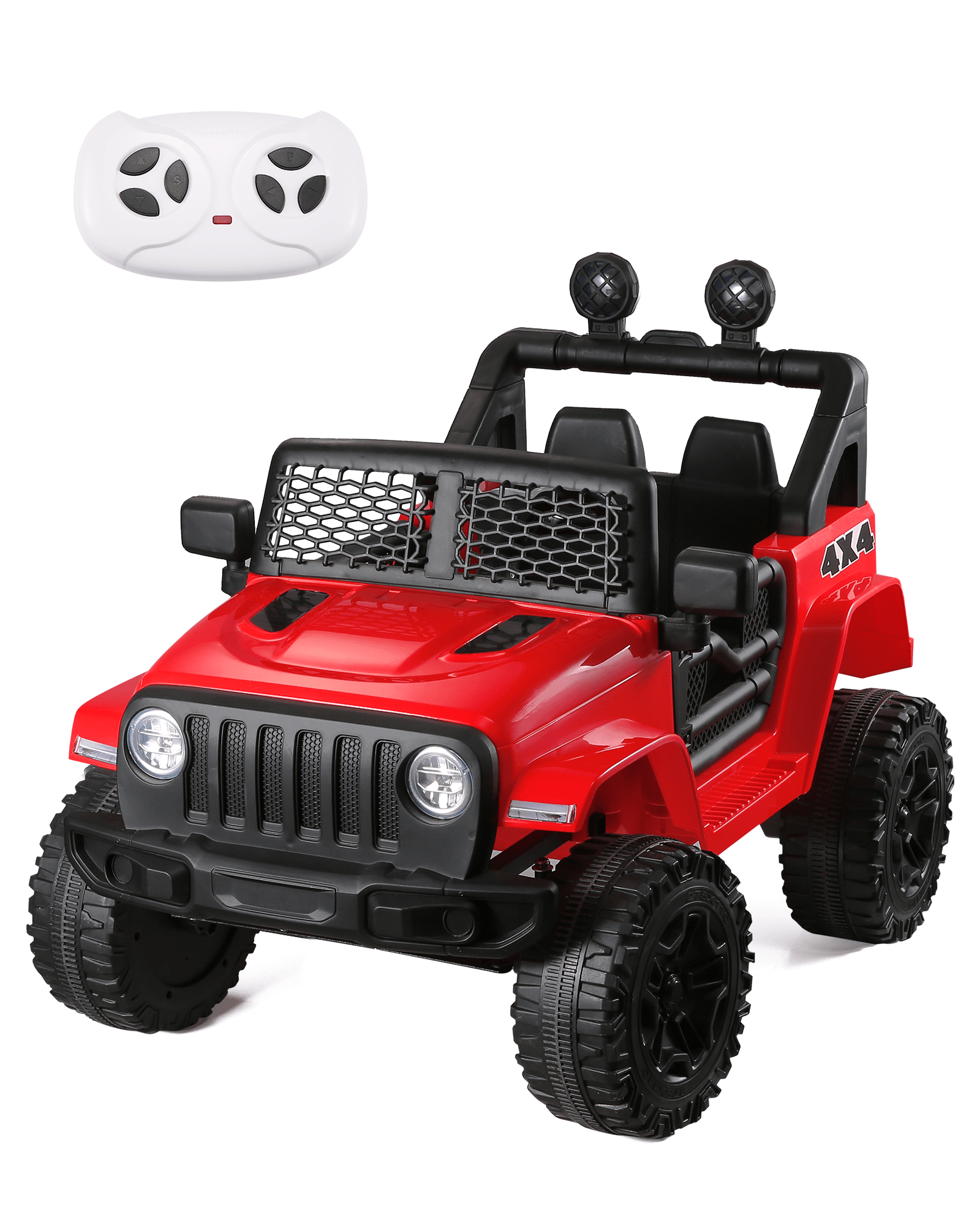 Naipo Kids Ride On Truck, 12V Kids Electric Truck, w/Spring Suspension, Parent Remote Control, 3 Speeds, Safety Belt, MP3 Player, USB & AUX Port, LED Lights, Red Kids-Car