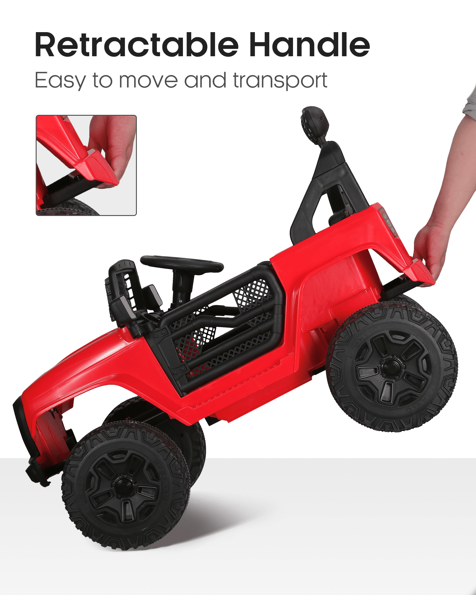 Naipo Kids Ride On Truck, 12V Kids Electric Truck, w/Spring Suspension, Parent Remote Control, 3 Speeds, Safety Belt, MP3 Player, USB & AUX Port, LED Lights, Red Kids-Car