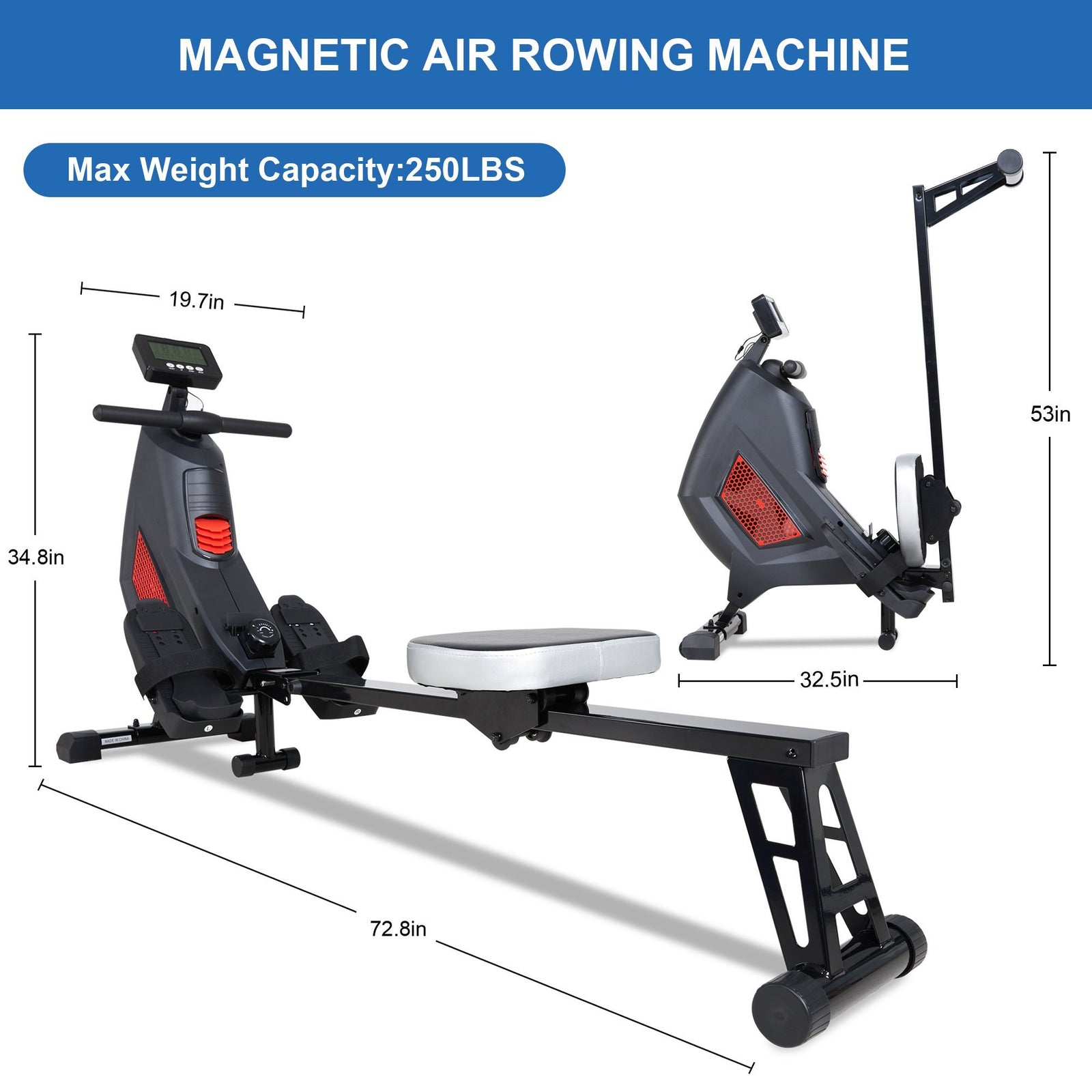 Rowing Machine Folding Magnetic Air Rowing Machines Indoor Rower Mach NAIPO