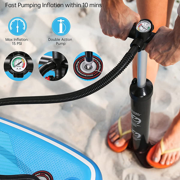 Stand Up Paddle Board Inflatable SUP W Stand-up Paddle Board Accessories Backpack Paddle Leash Pump Non-Slip Deck ISUP Fishing Yoga Rigid Solid 120''× 30