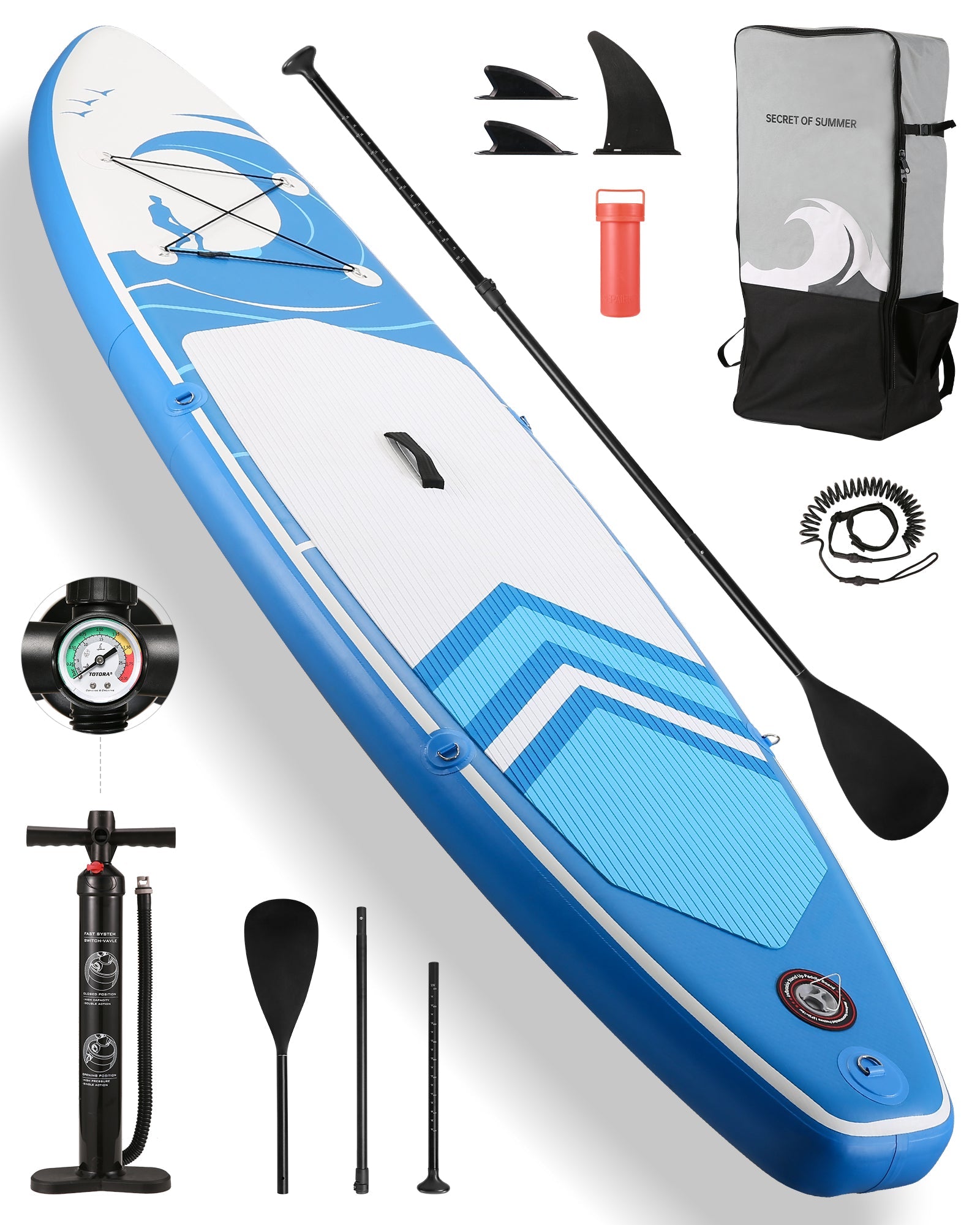 Stand Up Paddle Board Inflatable SUP W Stand-up Paddle Board Accessories Backpack Paddle Leash Pump Non-Slip Deck ISUP Fishing Yoga Rigid Solid 120''× 30