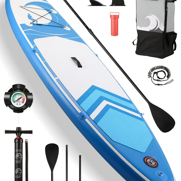 Stand Up Paddle Board Inflatable SUP W Stand-up Paddle Board Accessories Backpack Paddle Leash Pump Non-Slip Deck ISUP Fishing Yoga Rigid Solid 120''× 30